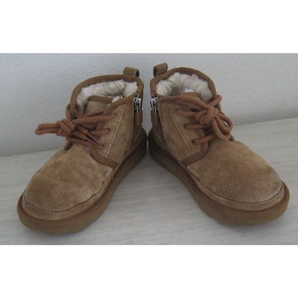 UGG 1017320T Kid's Sz 10 Chestnut Neumel II Suede Side Zip & Lace Up Boots $95+ - Picture 5 of 11